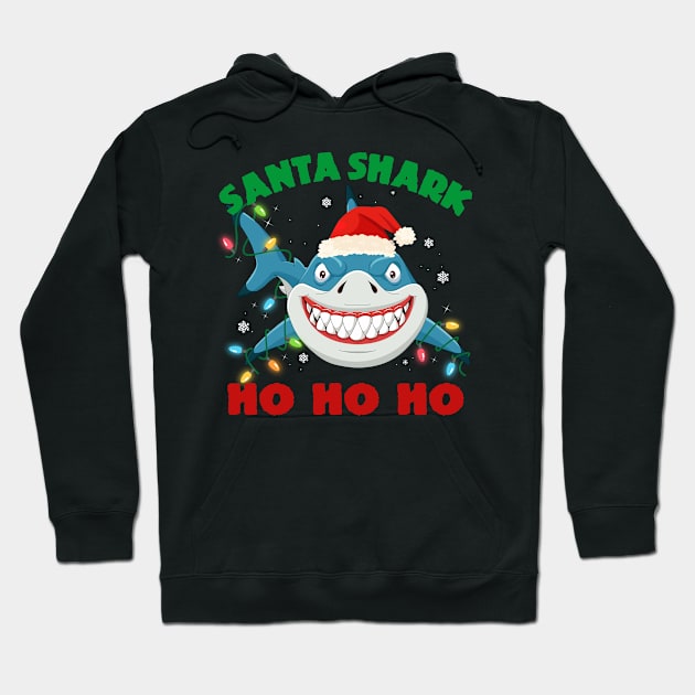 Santa Shark Ho Ho Ho Christmas Hoodie by mckinney